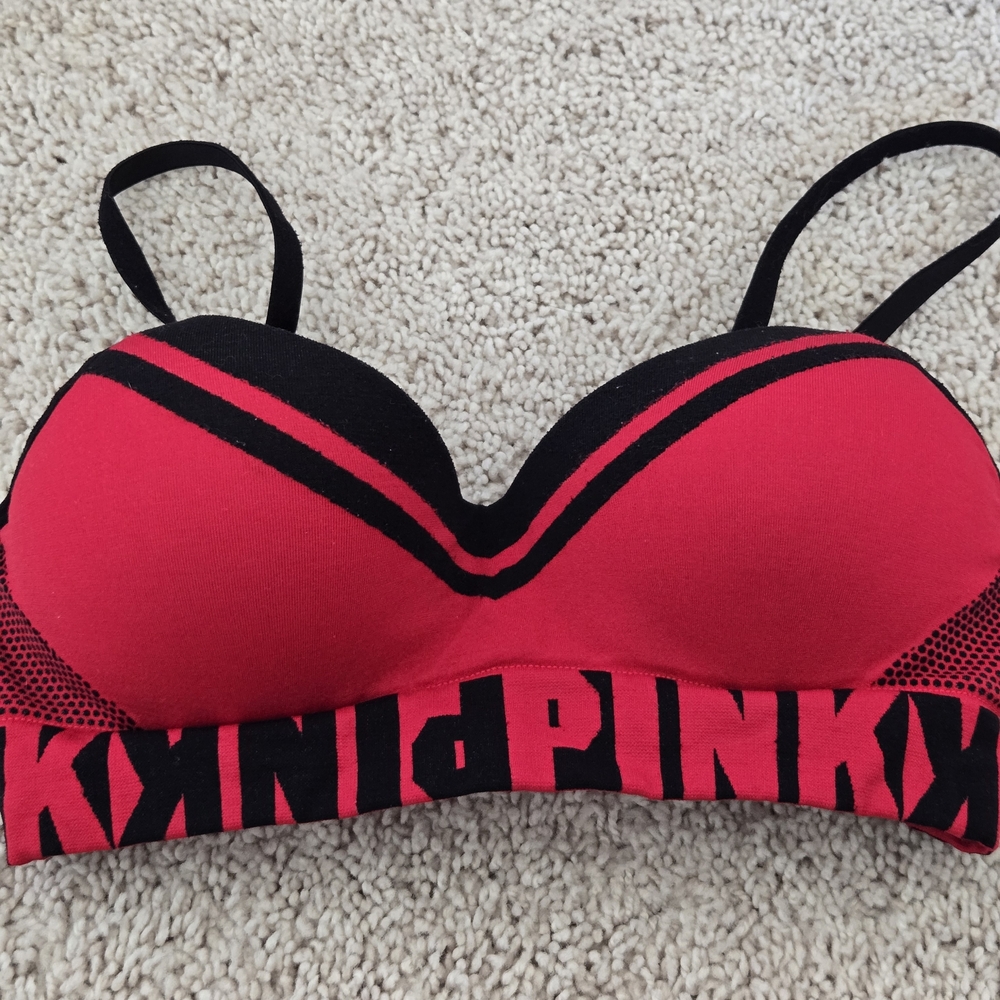 Victoria's Secret PINK Bra - Bold Red and Black